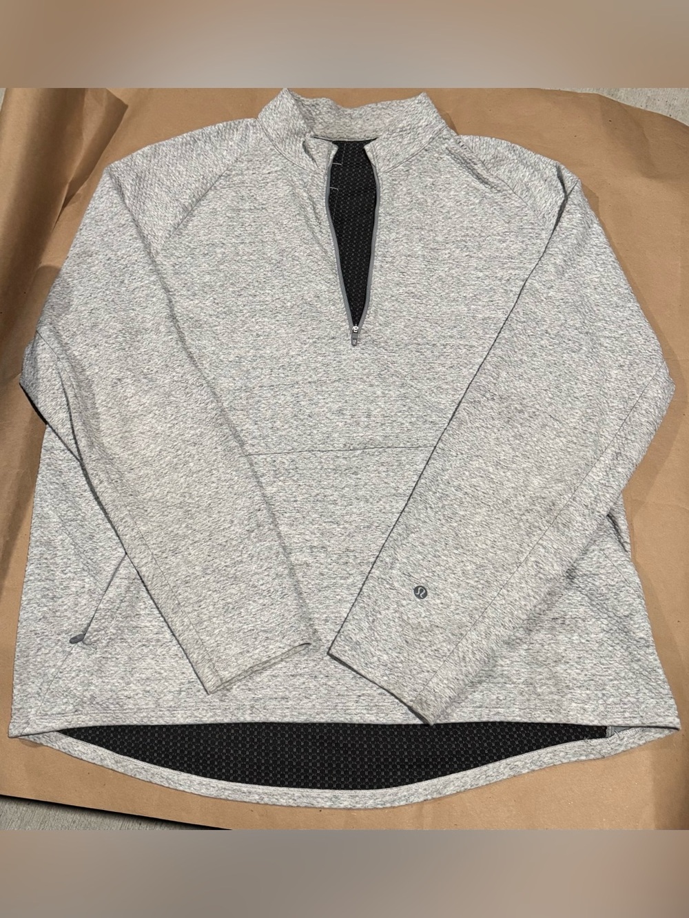 Lululemon At Ease Half Zip Pullover Grey Black Textured Mens XXL EUC Flawless